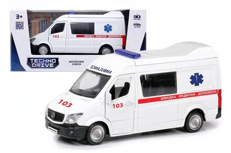 Іграшкова машинка Швидка допомога мікроавтобус Mercedes-Benz Sprinter TechnoDrive 250344U