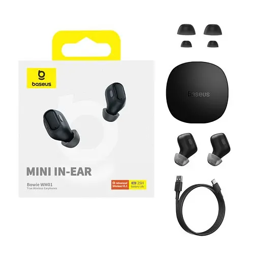 Наушники беспроводные Baseus Bowie WM01 True Wireless Earphones NGTW370001 черные - фото 7