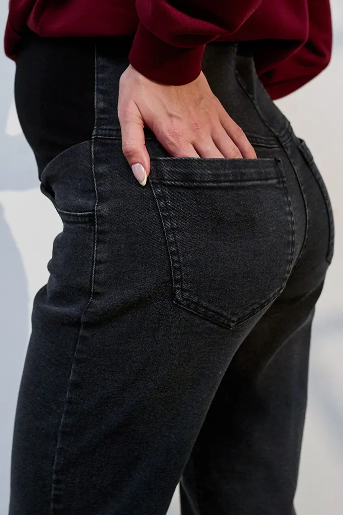 Джинси для вагітних Mom Fit для майбутніх мам з регульованим поясом L (48) Leyton Юла Мама сіро-чорний - фото 3