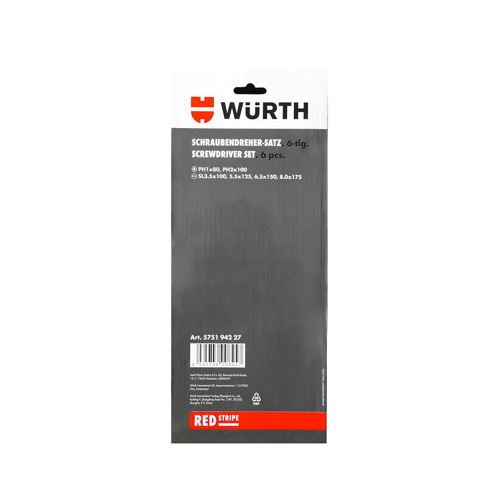 Набір викруток Wurth Red Stripe шліц+РН, круглий стрижень 6шт(575194227) - фото 3