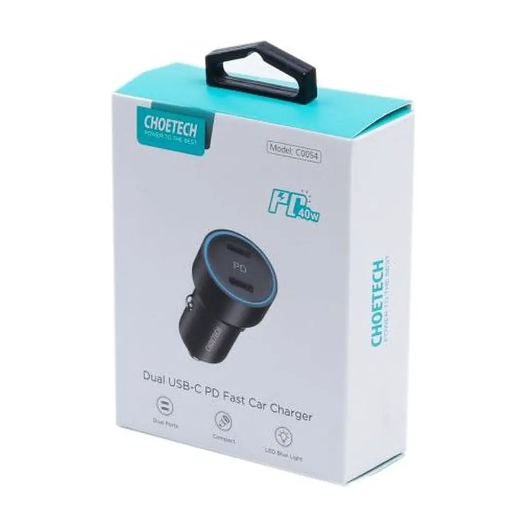 Зарядное устройство для Choetech car 2хUSB-C 40W PD black (С0054-BK) - фото 4