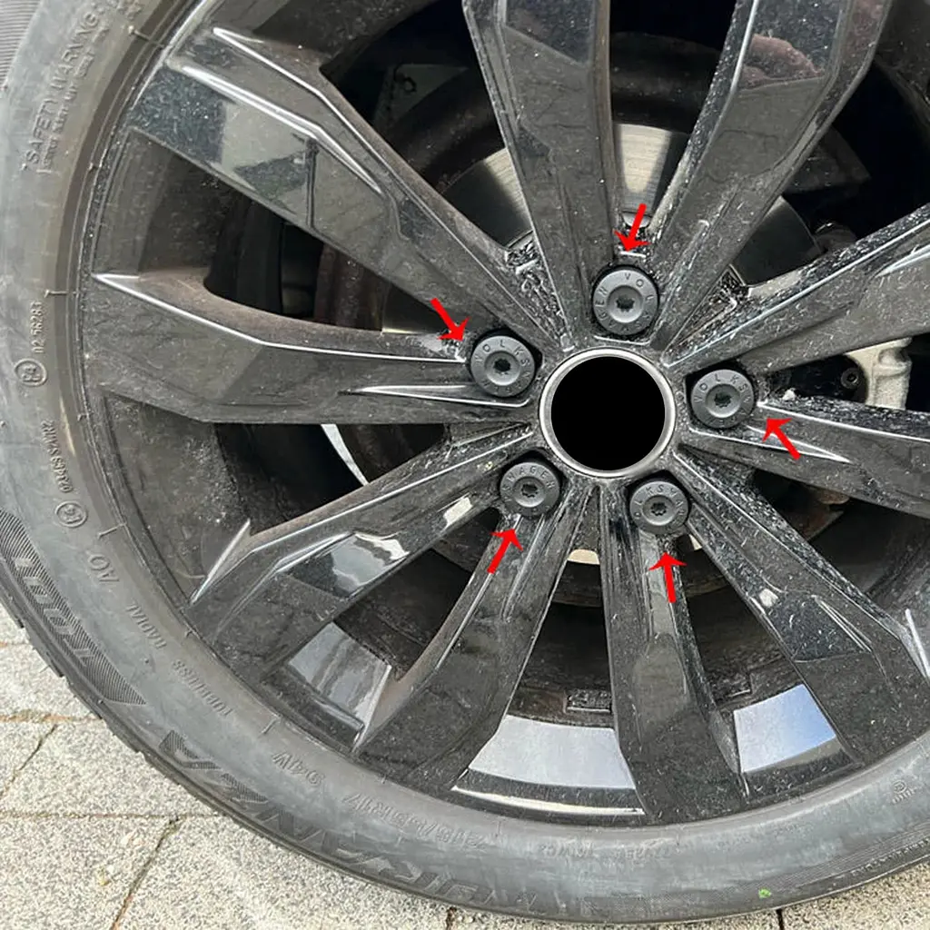 Ковпачки на болти, гайки 17мм + гачок для Volkswagen ЧОРНІ 20шт (круглі 4шт + шестигранні 16шт) - фото 3