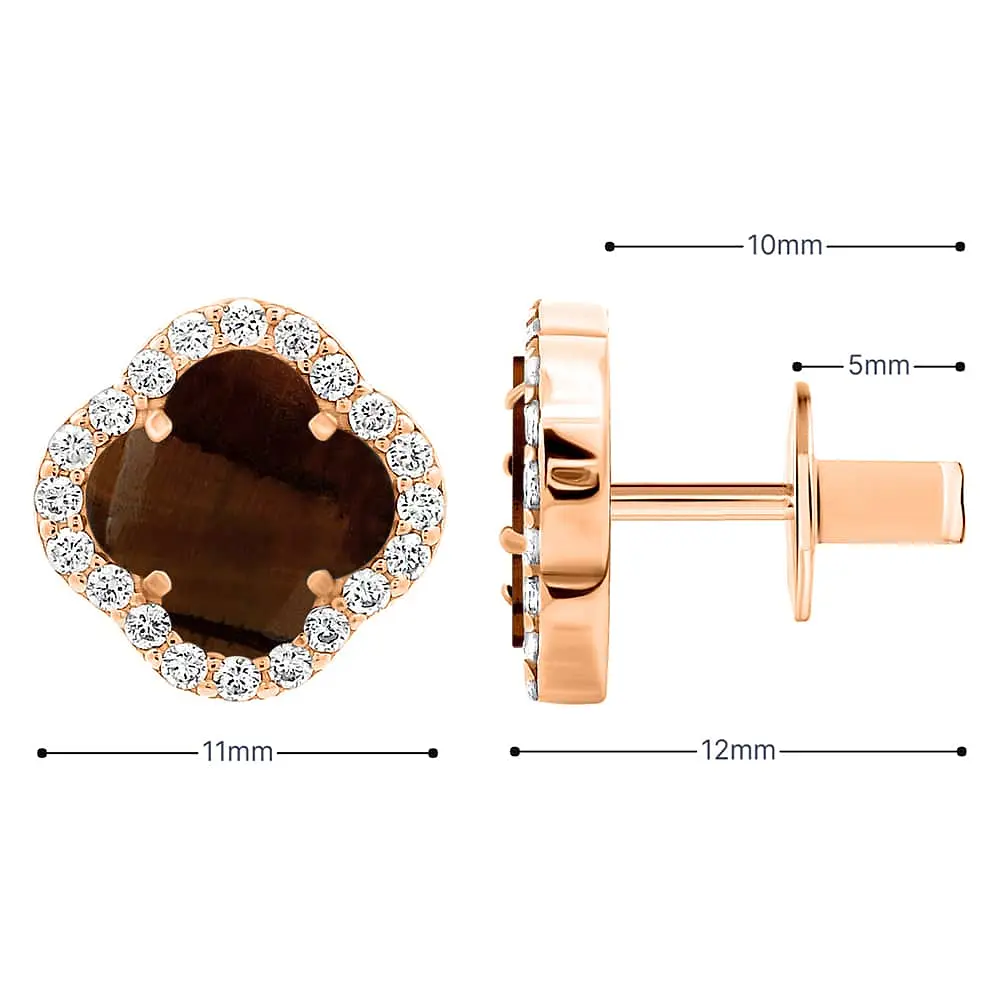 Золоті сережки Конюшина з тигровим оком (з40082.5) - фото 3