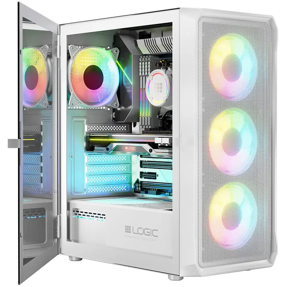 Корпус LogicConcept PORTOS MESH+GLASS ARGB fans 4x120 мм WHITE без БЖ ATX (AT-PORTOS-20-0000000-0002) - фото 2