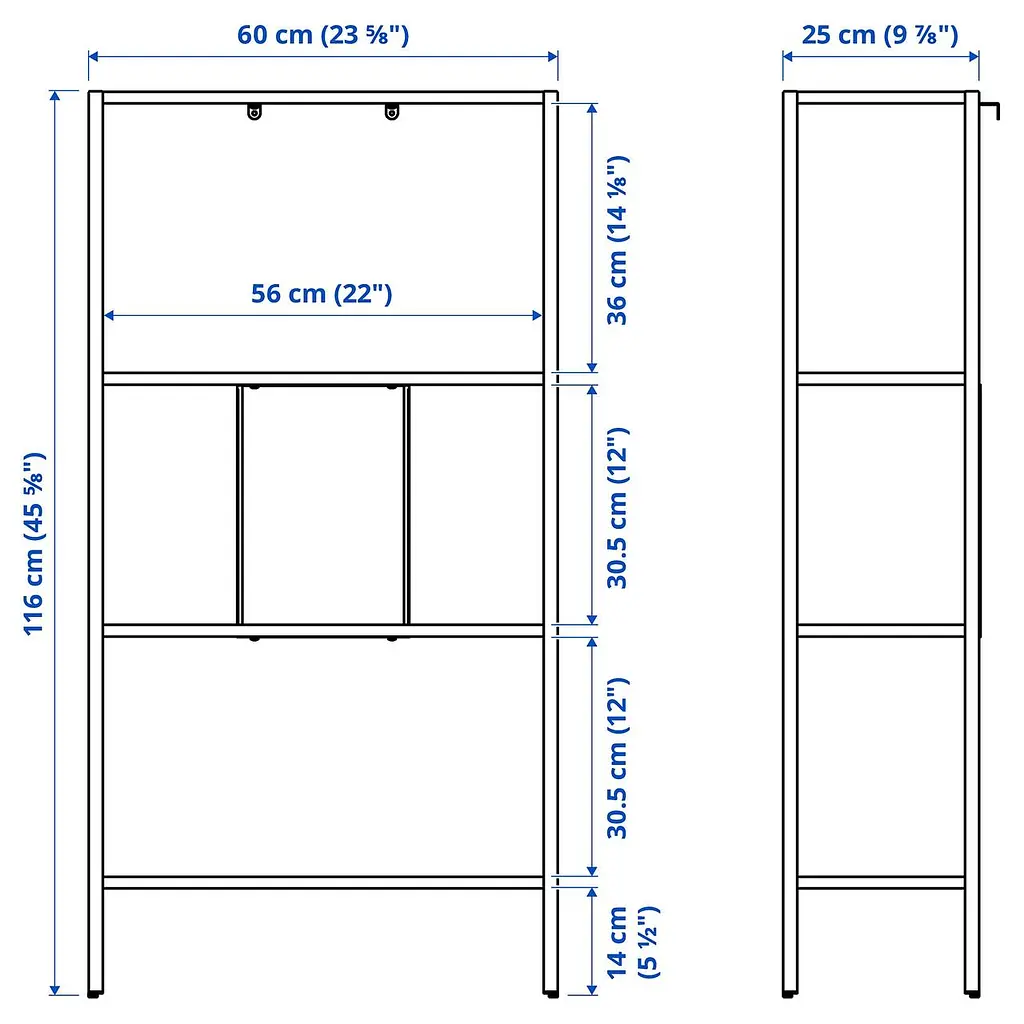 Металевий стелаж IKEA 60×25×116 см білий книжкова полиця з сіткою, сучасний дизайн - фото 5