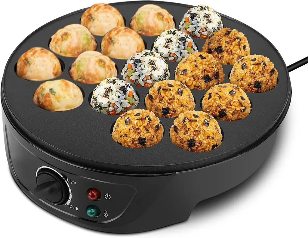 Електрична такоячниця RAF Takoyaki Maker для приготування пончиків, кейк-попсів і м'ясних кульок (18 комірок) антипригарна