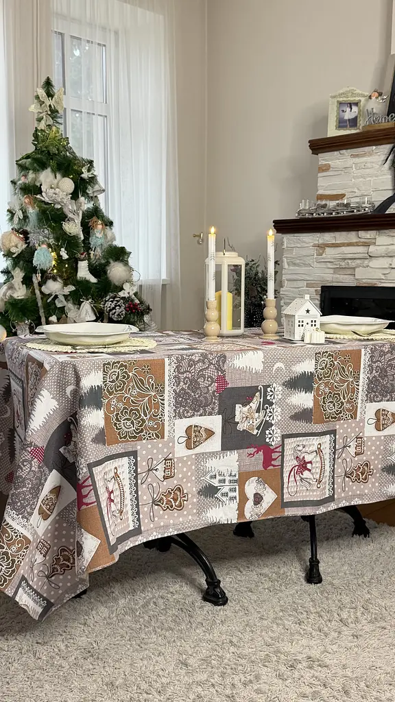Скатертина Ecotton 150х180 см Новорічна Лапландія сіра (24206) - фото 2
