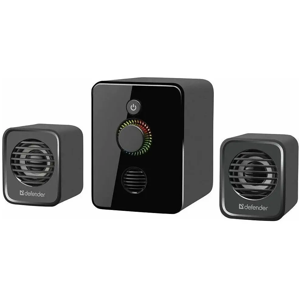 Колонки Defender V12 Black (65212), 2.1 - канальний звук, 2 x 3 Вт + 5 Вт, USB, mini - jack 3.5 мм, підсвічування LED, кабель 0.9 м