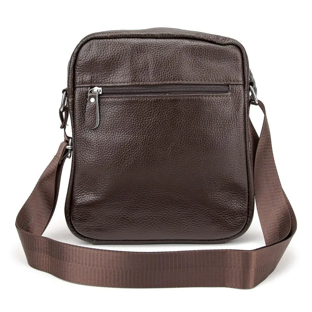Шкіряний маленький чоловічий месенджер коричневий Tiding Bag M56-0187C - фото 5