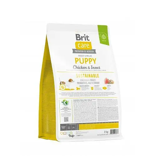 Сухий корм Brit Care Dog Sustainable Puppy для цуценят, з куркою та комахами, 3 кг - фото 3