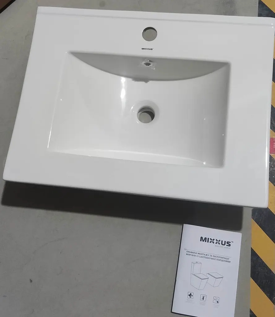Умивальник меблевий Mixxus Premium Cubic-1501 610x460x170 мм з отвором під змішувач і переливом MP6495, Білий - фото 4