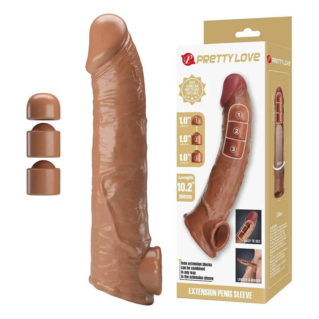 Насадка на пеніс Pretty Love Extension Penis Sleeve, 26 см (коричневий)