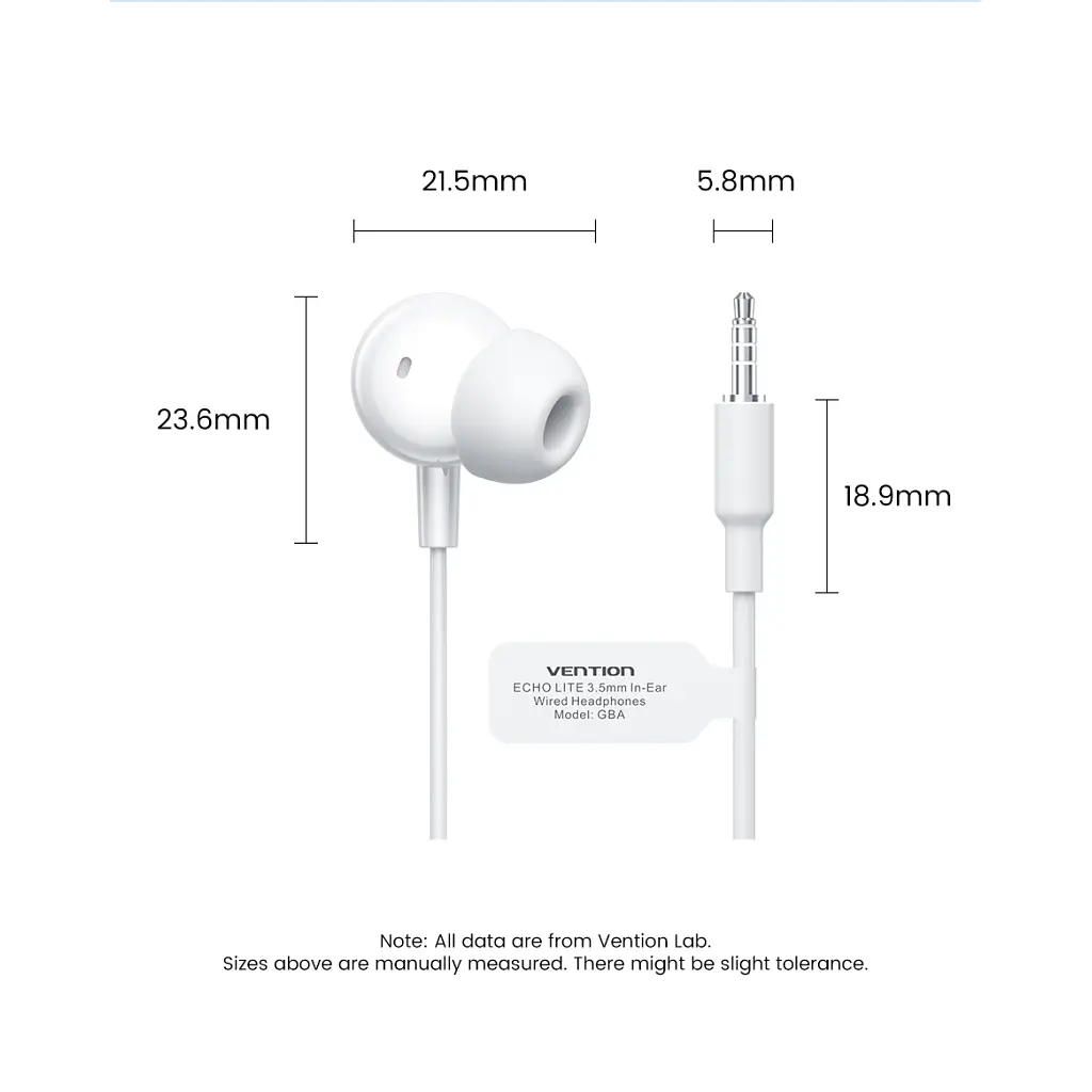Навушники Vention Echo Lite 3.5mm In-Ear Wired White (GBAWAV) - фото 12