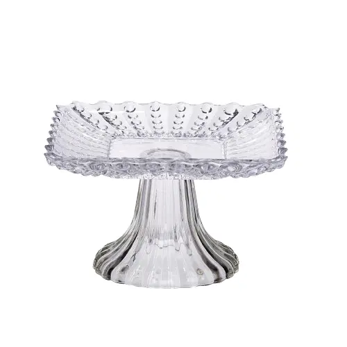 Тортовница стеклянная квадратная на ножке 16×16 см подставка для торта прозрачная, десертов, сервировка стола Yiwu 64486-17 - фото 2