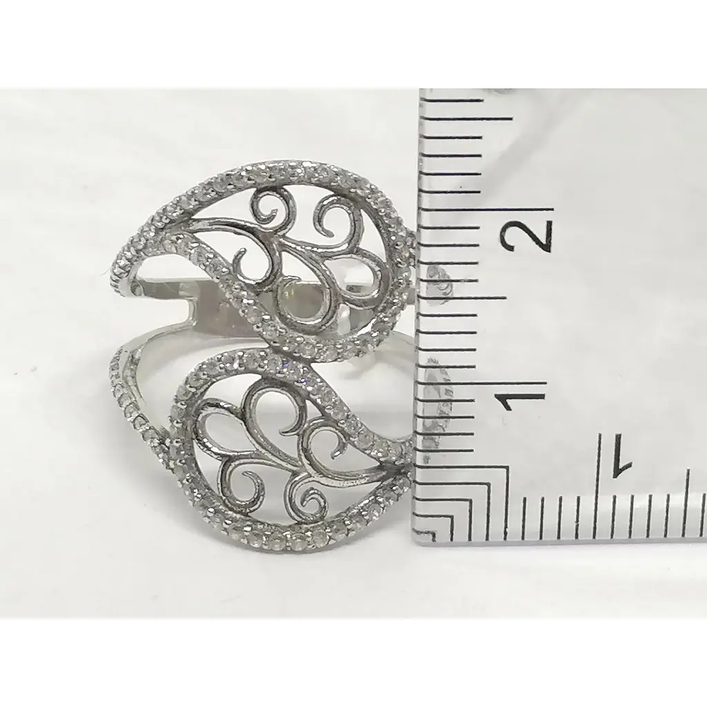 Срібне кільце Агні Обійми з фіанітами. 1136/1Р-CZ 17 - фото 5