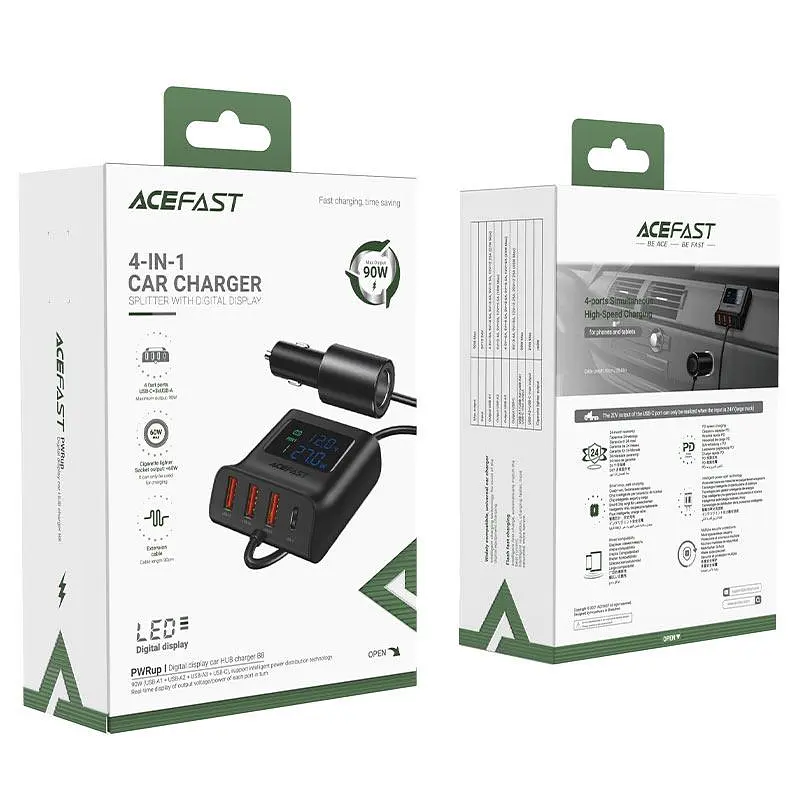Автомобільний зарядний пристрій ACEFAST B8 digital display car HUB charger - фото 2