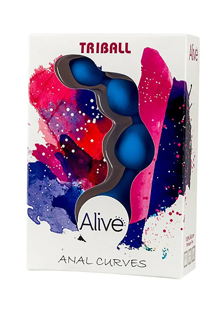 Анальні кульки Alive Triball Anal Curves 15 см (синій) - фото 4