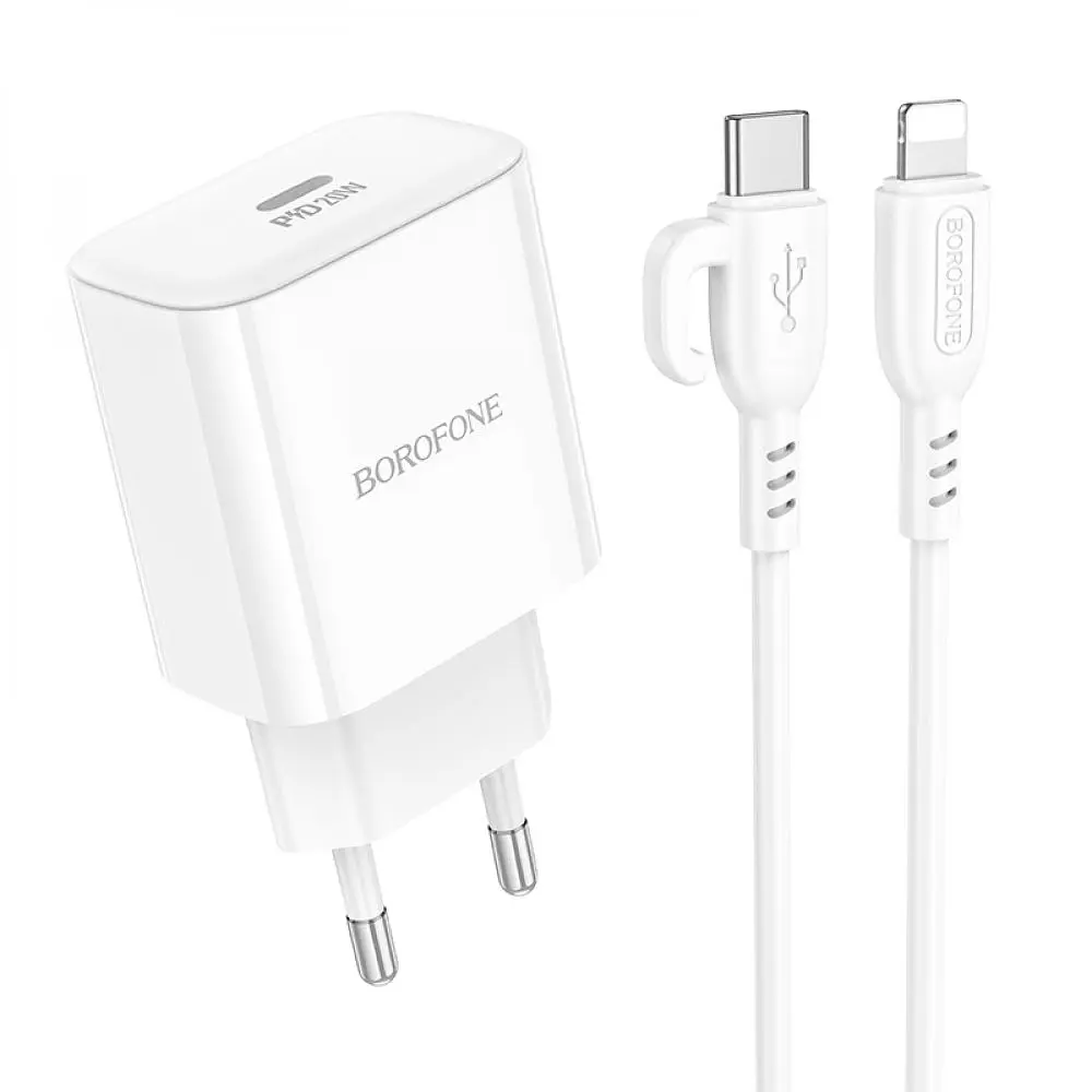 Комплект зарядного пристрою Borofone BA81A 1 Type-C PD20W Type-C to Lightning iOS White