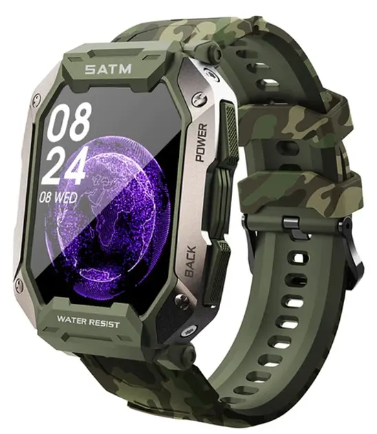 Смарт-часы Lemfo C20 силиконовый ремешок Camouflage green (16352) - фото 2