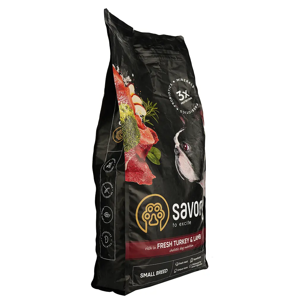 Сухой корм для собак малых пород Savory Small Breed rich in Fresh Turkey&Lamb, со свежим мясом индейки и ягнятиной, 8 кг - фото 3