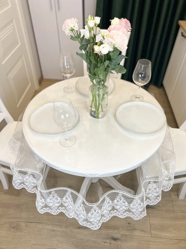 Силиконовая скатерть с молочным кружевом Петек 15 см 210х130 см - фото 5