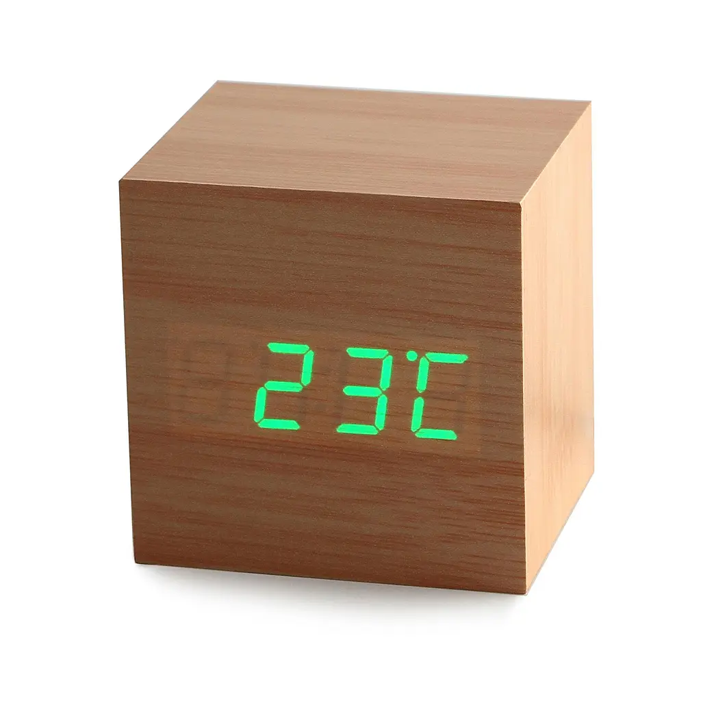 Годинник UFT wood clock green із показаннями температури дати та часу - фото 2