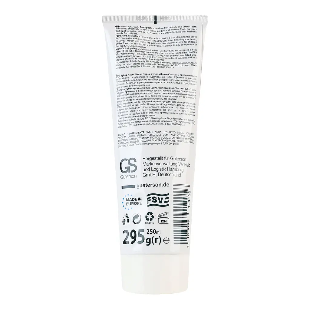 Зубна паста Fesco Charcoal, 250 мл - фото 4