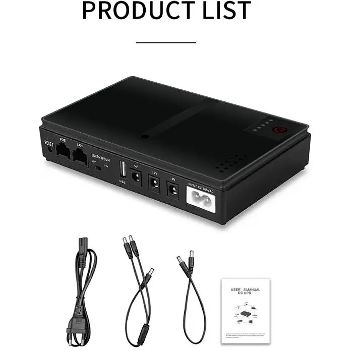 ИБП UPS для роутера DC1018P 12V/ 9V/ 5V 10400 mAh для устройств постоянного тока DC дизайн 2 черный - фото 3