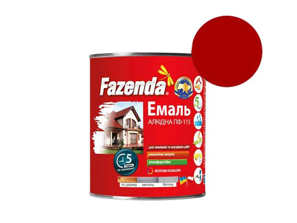 Емаль алкідна ПФ-115 FAZENDA Вишневий 2.8кг