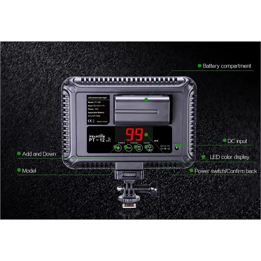 Накамерный свет Tolifo PT-12B 12W color 3200-5600K [110705] - фото 10