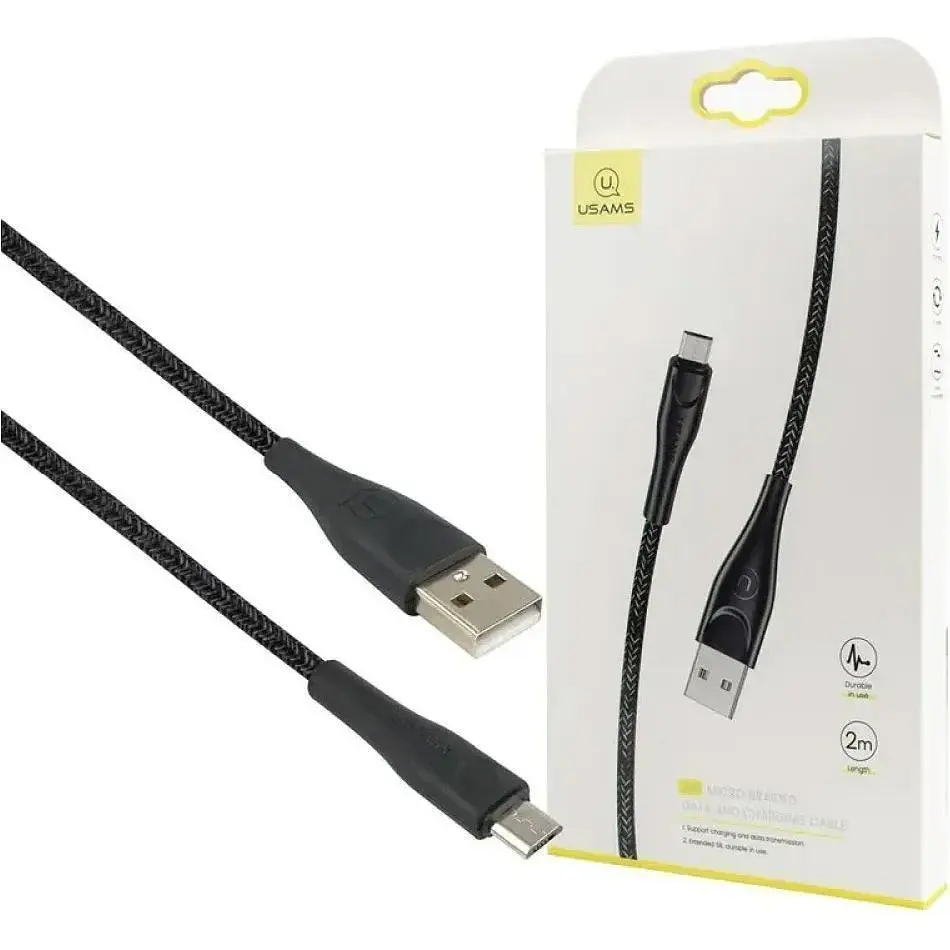 Кабель Usams U41 Braided USB-A to Micro-USB 2A 3m Black [138960] - фото 8