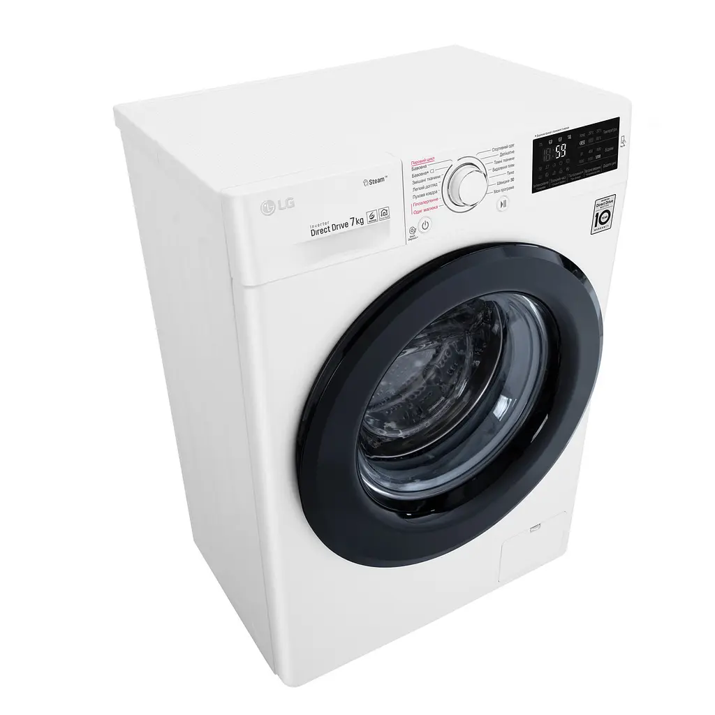 Пральна машина LG з фронтальним завантаженням F2J5HS6W, 7кг, 1200, A+++-10%, Пар, глибина 45см, Дисплей, Інвертор, Білий (F2J5HS6W) - фото 6