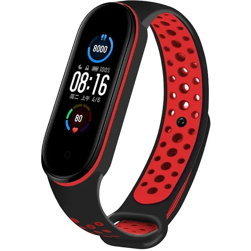 Ремінець Uwatch Replacement Sports Strap for Mi Band 5/6/7 Black/Red - фото 2