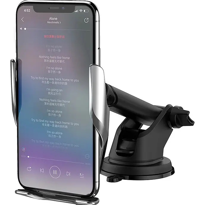 Автодержатель с беспроводной зарядкой Hoco S14 Silver [47311] - фото 3