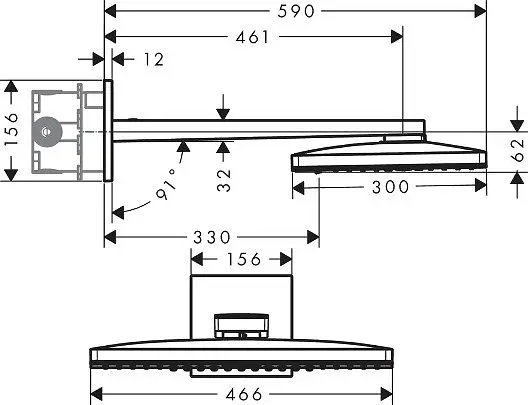 Верхній душ з тримачем Hansgrohe Rainmaker Select 460 2jet 24005400 хром - фото 2