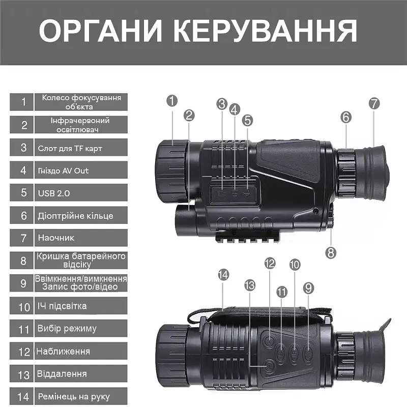 Монокуляр нічного бачення до 200 метрів з 5Х зумом та відео фото записом Suntek NV-300 (100864) - фото 2