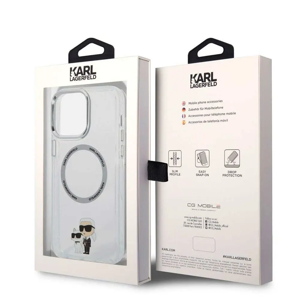 Чехол Karl Lagerfeld MagSafe Compatible Cover IML Karl and Choupette NFT для iPhOne 13 Pro Max Прозрачный - фото 6