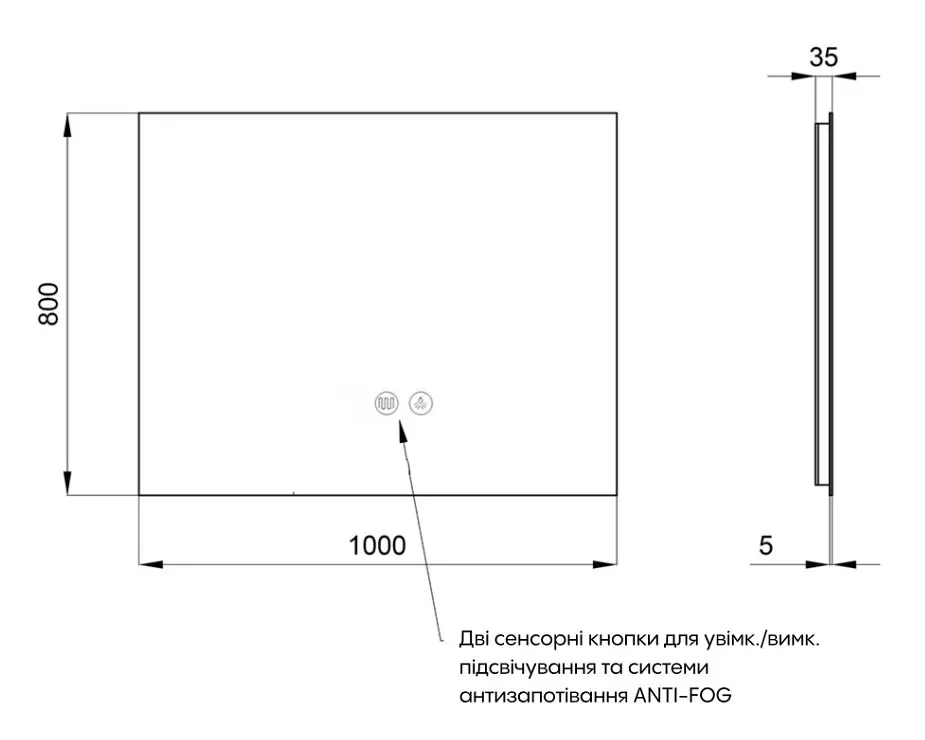 Дзеркало Qtap Taurus (TA1) прямокутне з LED-підсвіткою Touch, антизапотіванням QTTAU100080048956 - фото 8