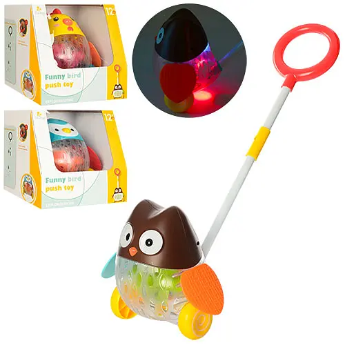 Каталка на палиці, 48 см, світло, підвісні крила, 3 види (пінгвін, каченя, сова), на батарейках, 21x21 см - фото 3