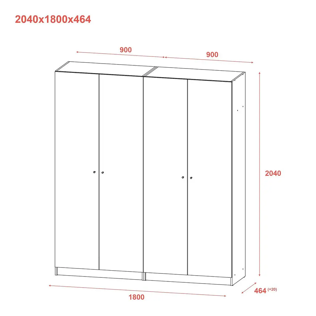 Шафа для одягу Doros Промо Антрацит 2+2 ДСП 180х48х204 (42005333) - фото 8