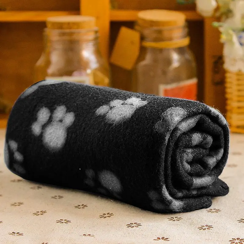 Плед для тварин Paw Print Soft Fleece Pet Blanket 60х70 см Чорний - фото 2