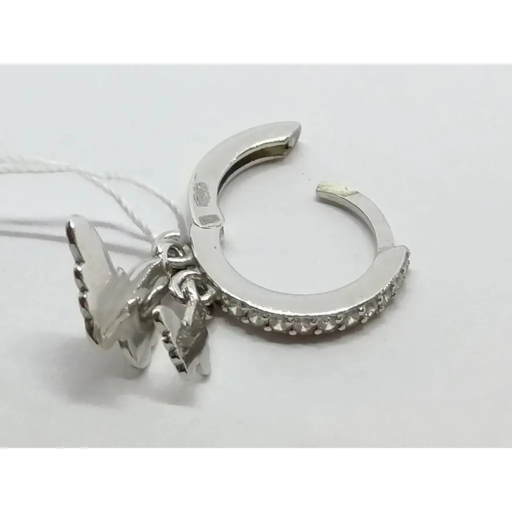 Серебряная моносерьга Ирий Бабочка с фианитами. 4871 - фото 5