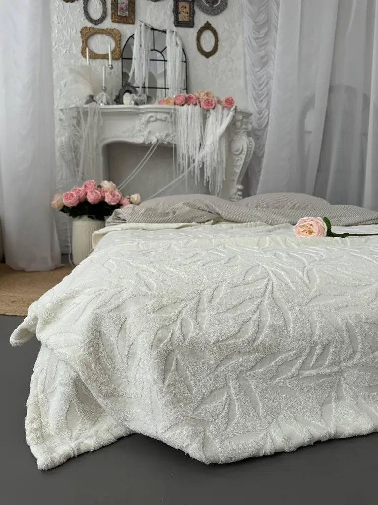 Покривало Zeintex Palermo махрове бавовняне молочне 200х300 см - фото 8