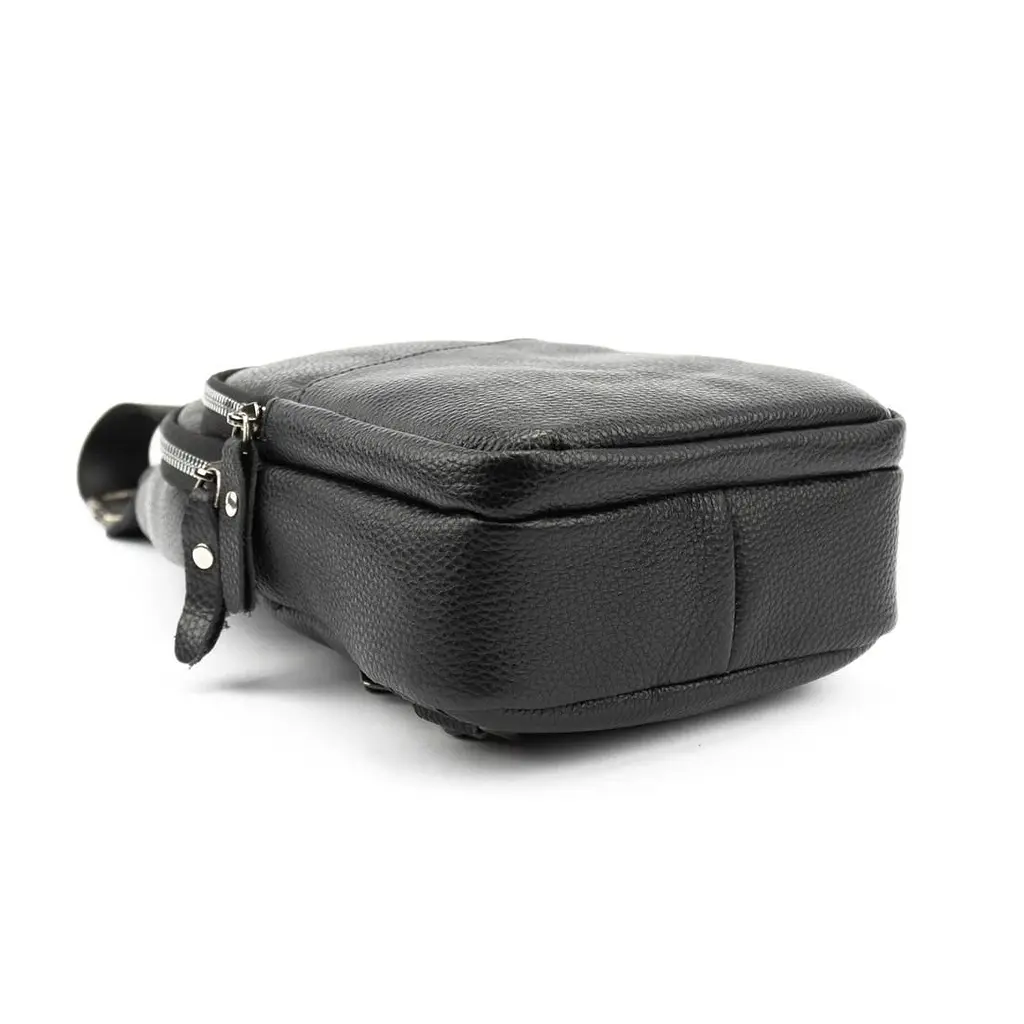 Шкіряна сумка слінг чорна Tiding Bag M56-2552A - фото 4