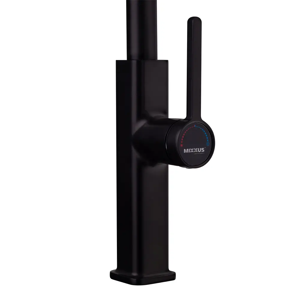 Змішувач для кухні з висувним виливом Mixxus Premium Hammer 014 Black MI6954 Чорний матовий - фото 2