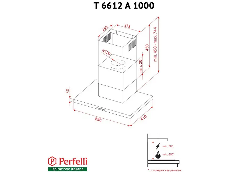 Витяжка Perfelli T 6612 A 1000 W LED - фото 9