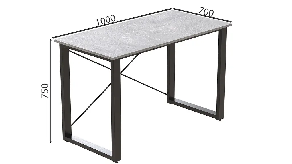 Письмовий стіл Ferrum-decor Драйв 750x1000x700 Чорний метал ДСП Бетон 16 мм (FRD-103156) - фото 3