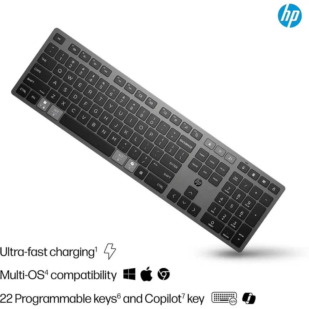Клавіатура HP 720 Multi-Device Rechargeable Wireless/Bluetooth UA Black (9T5B1AA) - фото 5