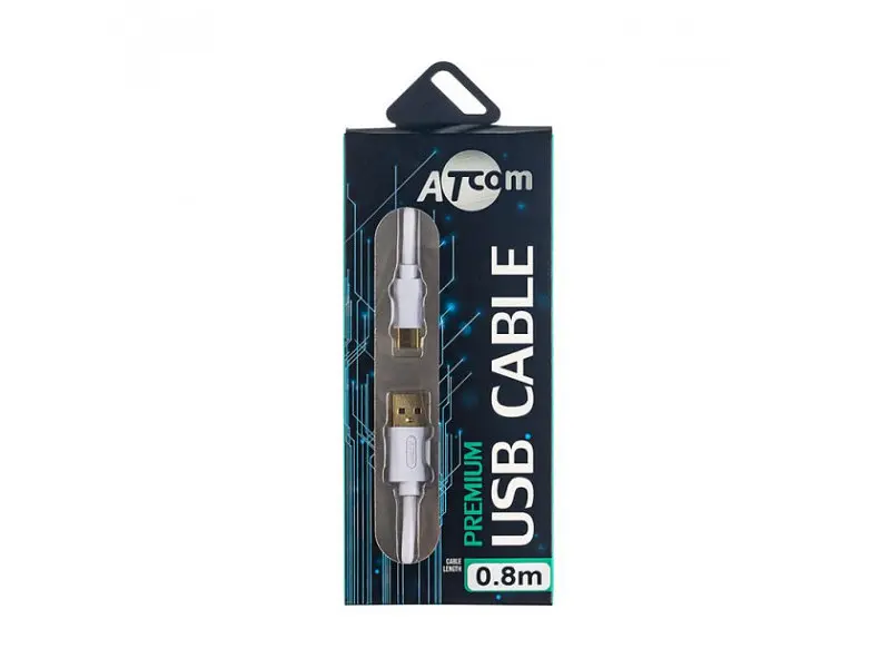 Кабель живлення ATCOM (17425) USB 2.0 AM/USB type C, 0.8м, білий - фото 2