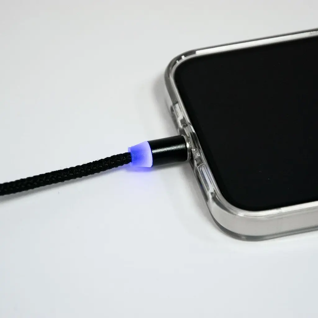 Магнітний кабель для зарядки телефону, чорний, Micro USB, з підсвіткою - фото 3